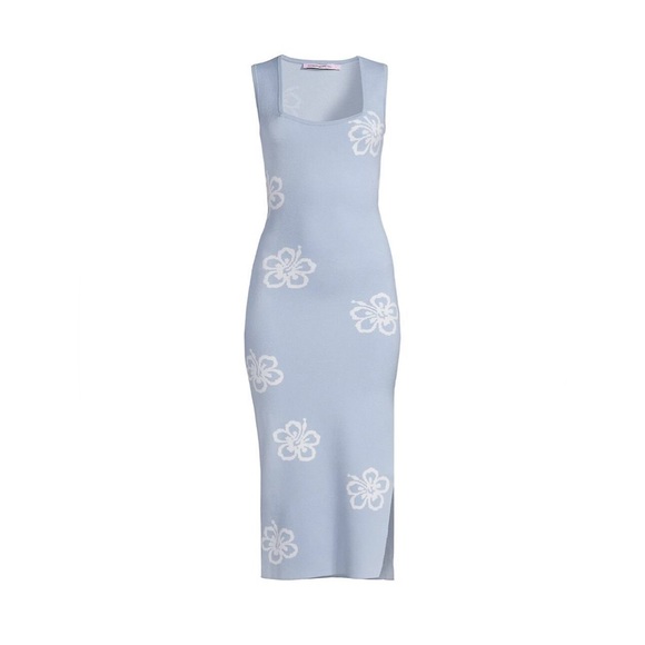 Hansen and Gretel Anais Intarsia Floral Midi Dress, blue hibiscus - Picture 1 of 5